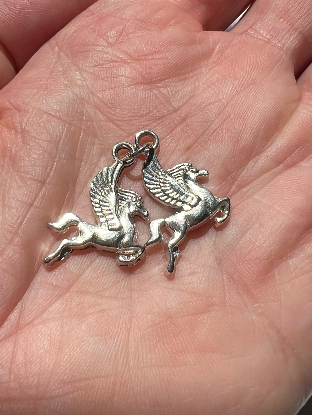 Silver Pegasus Duo Charm Pendant Silver Plated
